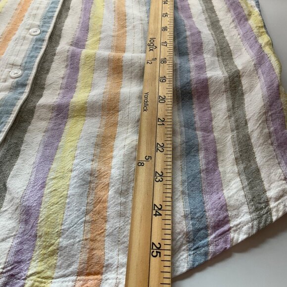 FDJ French Dressing Jeans Medium Striped Linen Blend Shirt Top Multicolor Pastel - Picture 7 of 10